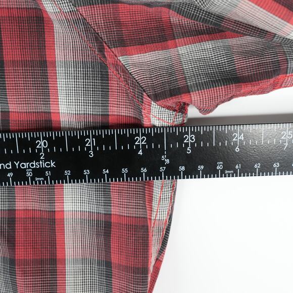 Parx Shirt Mens 42 CM Slim Buffalo Plaid Long Sleeve Button Up Red - Picture 9 of 11